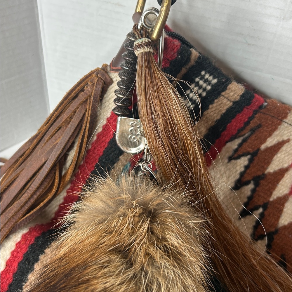 Espuela Design Co handcrafted handfringed wool saddle blanket bag MSRP $529 - Picture 2 of 12